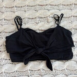 Aerie Black Tie-Front Camisole